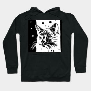 Abstract Black and White Cat Hoodie